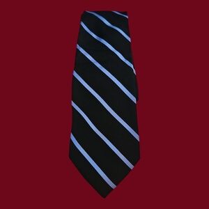 3/$30 AMERICAN LIVING Black and Blue Diagonal Striped Silk Tie